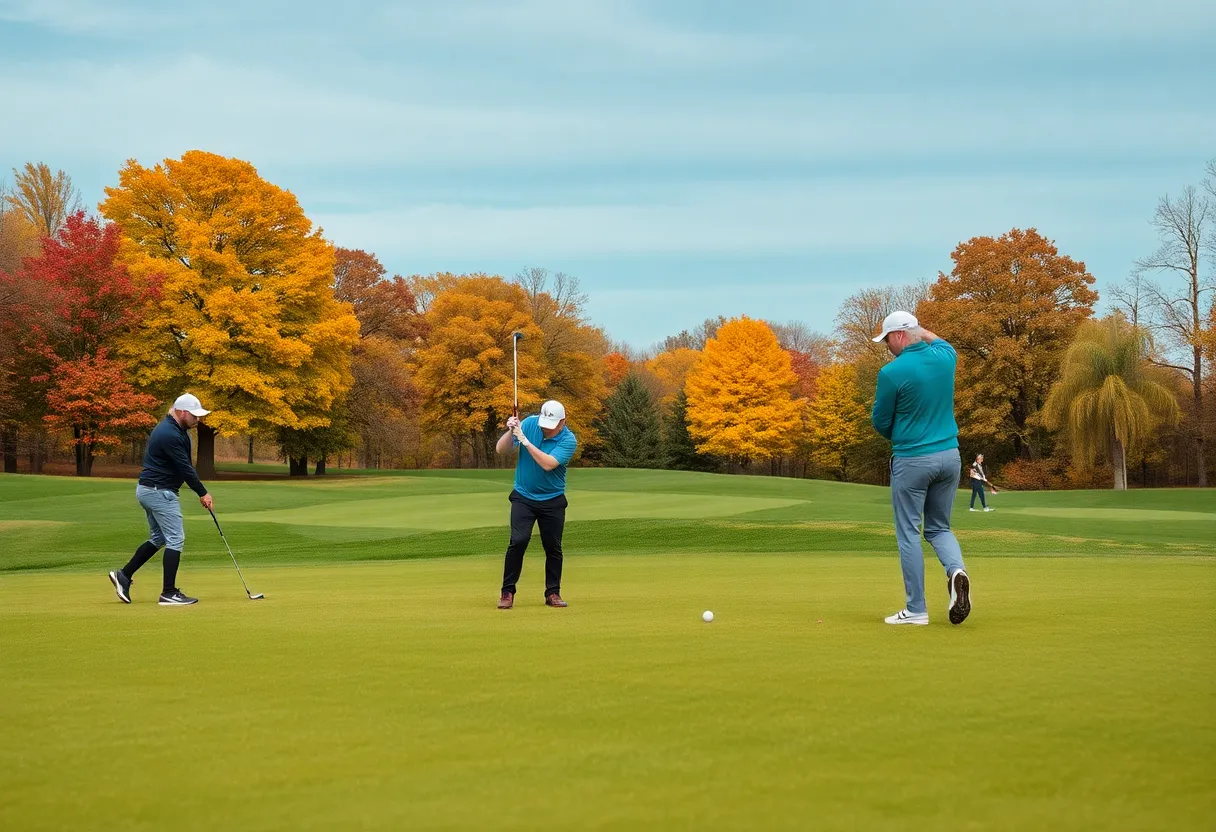 Trevecca Nazarene University's golf teams practicing on the course