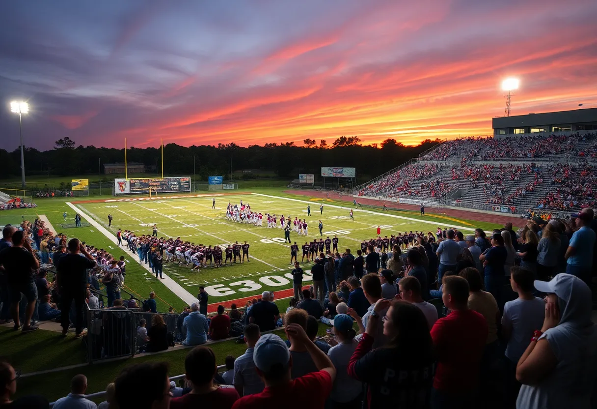 Football teams from Wardlaw Academy and Newberry Academy in action on the field