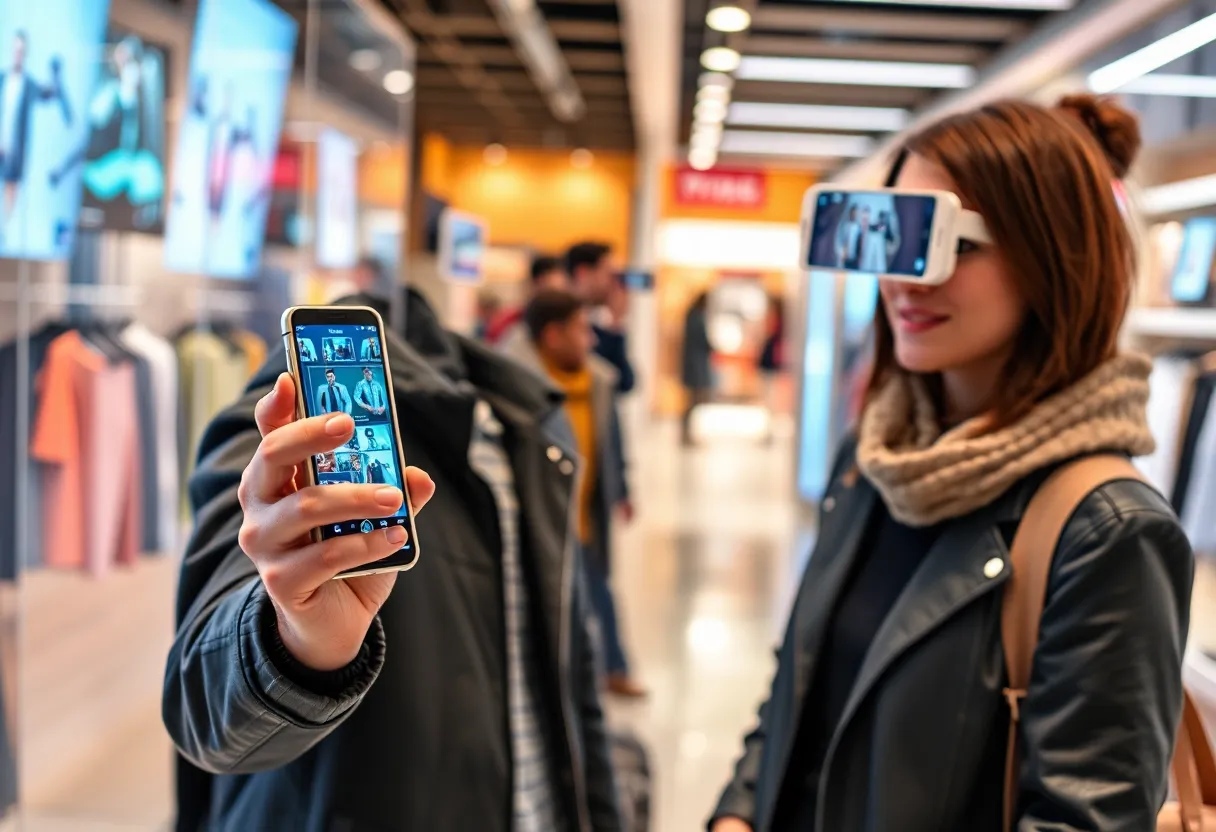 Customer using augmented reality for digital marketing