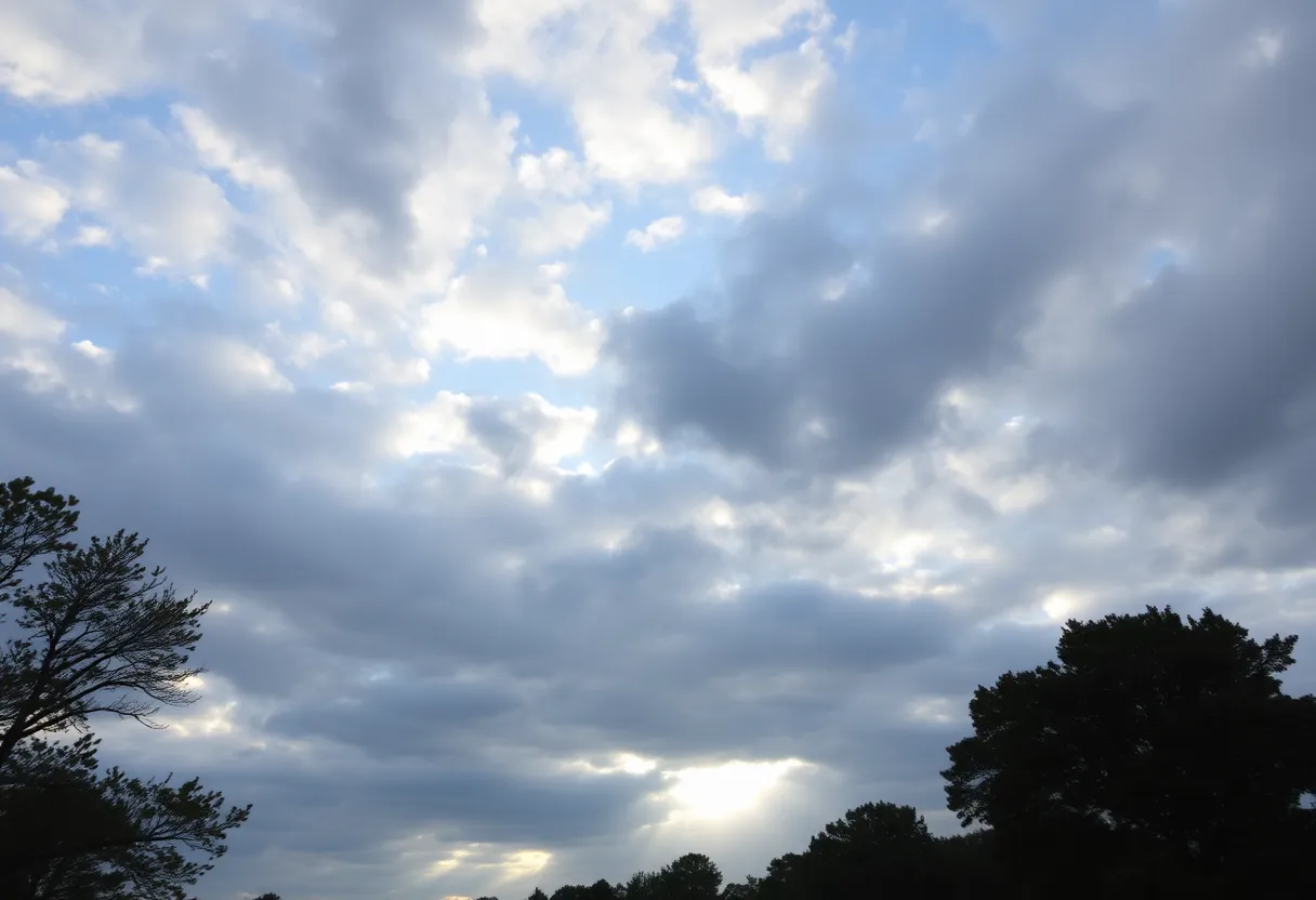 A cloudy sky over Newberry, SC in the morning.