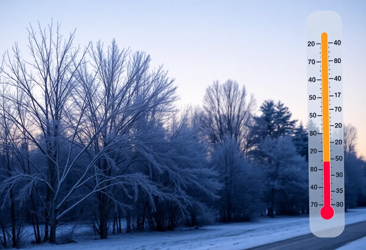 A chilly winter evening in Newberry SC with clear skies and frost