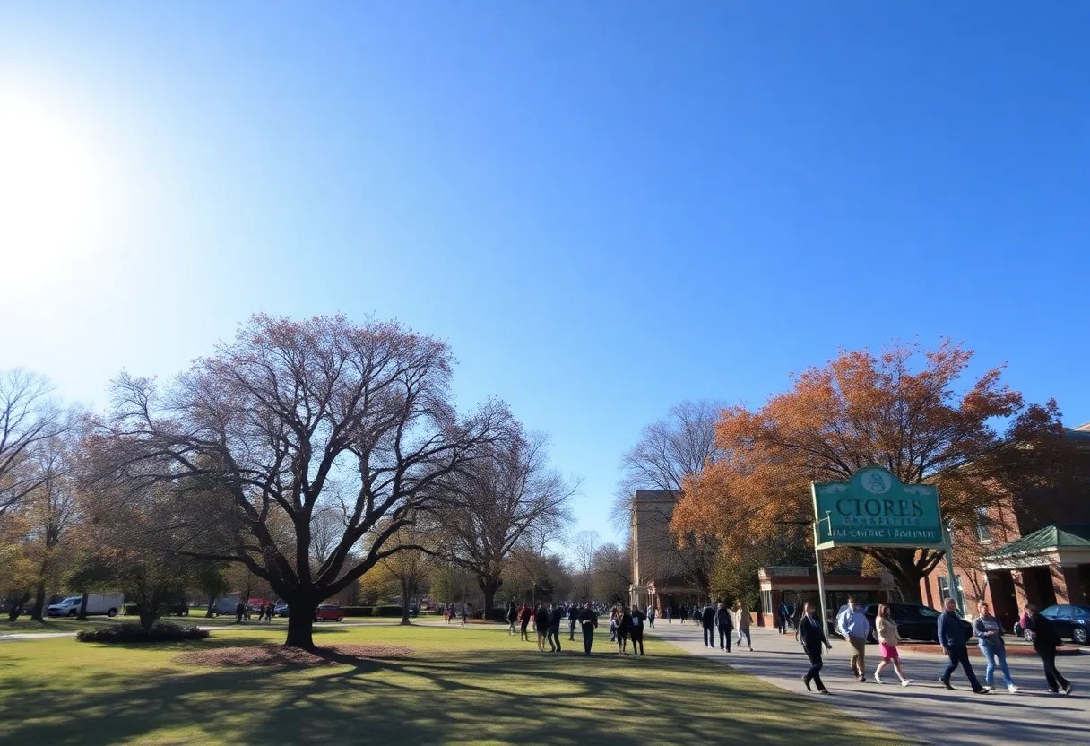 Outdoor scene in Newberry SC with clear blue skies