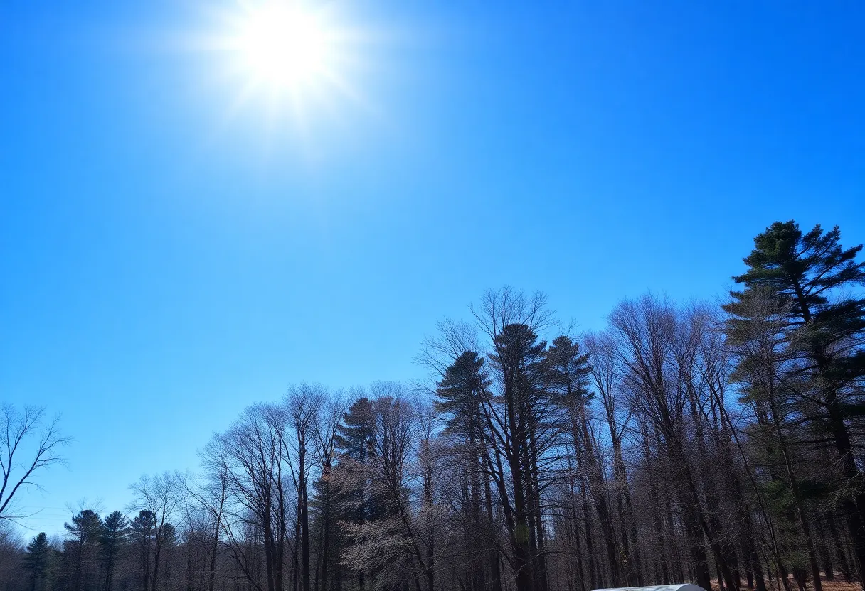 A bright winter day in Newberry, SC with clear skies