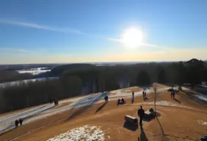 Clear skies over Newberry SC with people outside enjoying the weather.