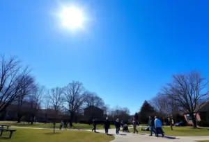 People enjoying a sunny park in Newberry, SC on a December day