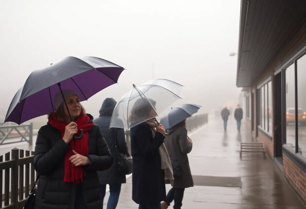 Foggy and rainy conditions in Newberry, SC