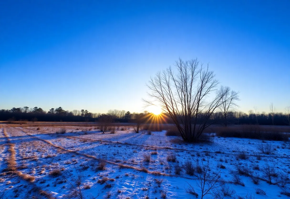 A scenic view of Newberry, SC on a clear winter morning
