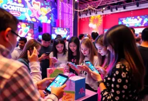 People participating in a social media contest with prizes