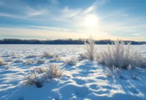 Winter landscape scene in Newberry, SC with clear skies