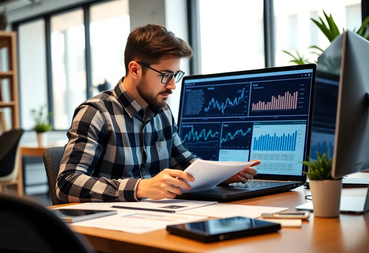 A digital marketer using analytics to craft engaging narratives