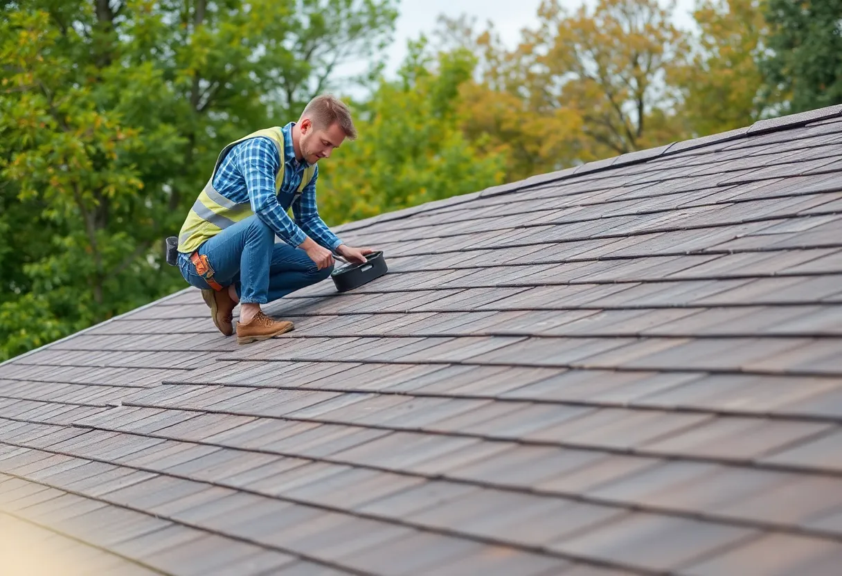 Professional inspecting a roof for replacement timing