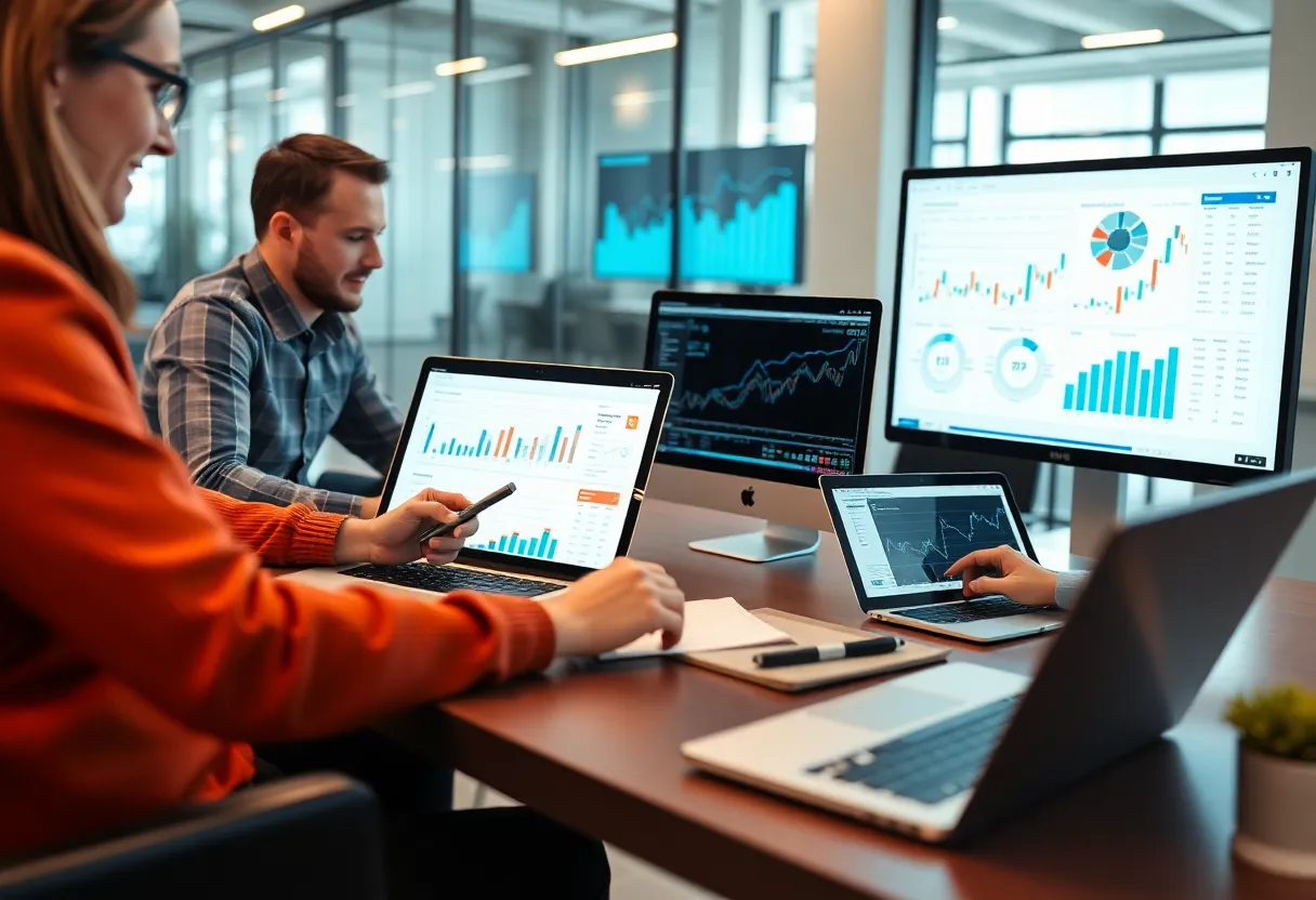 Team using predictive analytics for digital marketing.