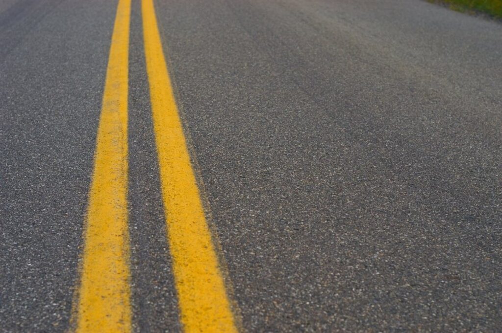 Center line on a paved road