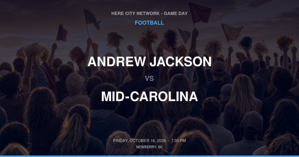 Andrew Jackson vs. Mid-Carolina — Football Game Day — Prosperity, SC — Oct 16, 2026