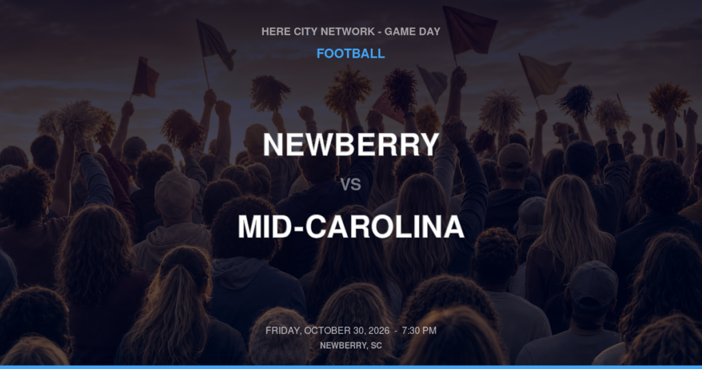 NEWBERRY vs MID-CAROLINA FOOTBALL game day graphic - Newberry, SC